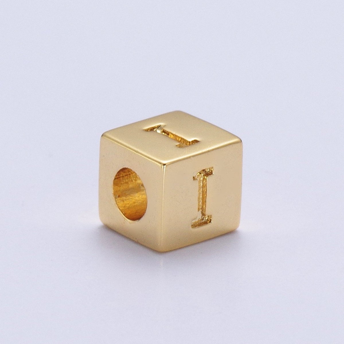 Gold Initial Letter Alphabet 6.2mm Block Beads Charm Connector For Jewelry Making Component Supply A-1487~A-1512 - DLUXCA