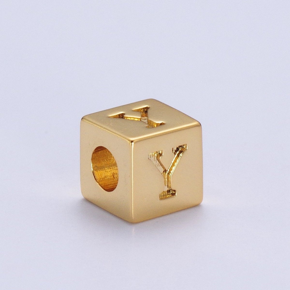 Gold Initial Letter Alphabet 6.2mm Block Beads Charm Connector For Jewelry Making Component Supply A-1487~A-1512 - DLUXCA