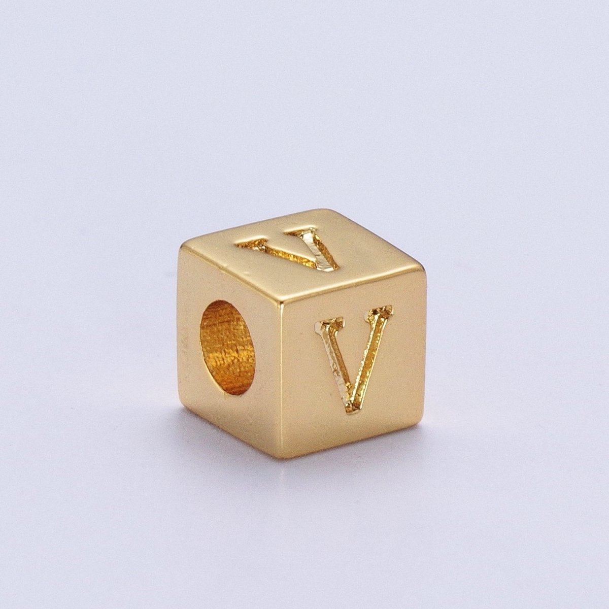 Gold Initial Letter Alphabet 6.2mm Block Beads Charm Connector For Jewelry Making Component Supply A-1487~A-1512 - DLUXCA