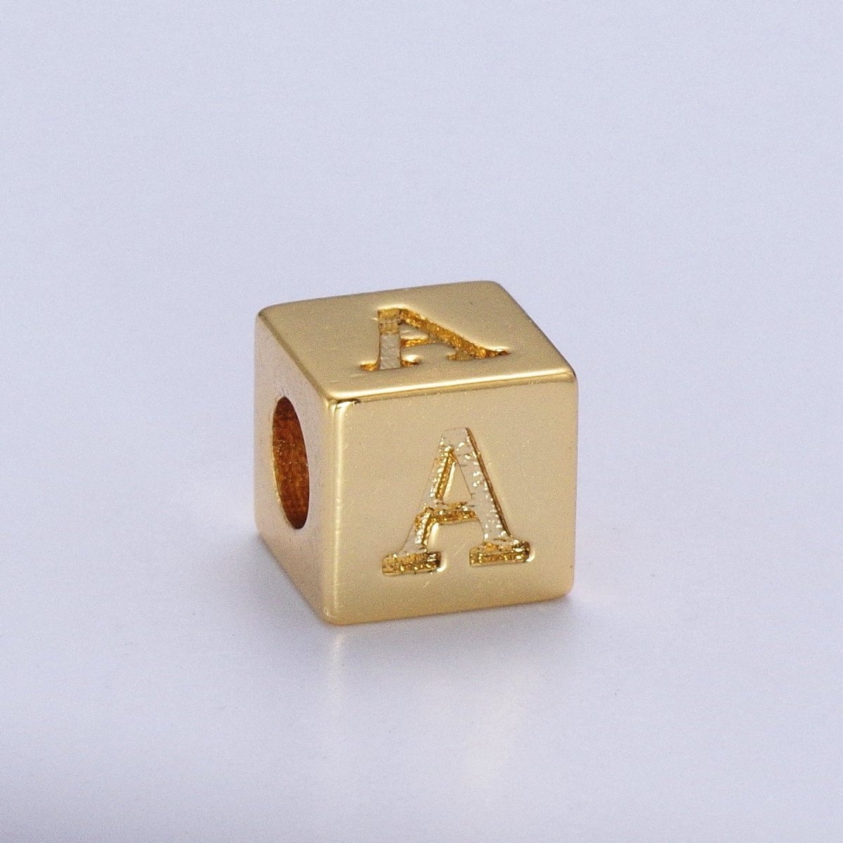 Gold Initial Letter Alphabet 6.2mm Block Beads Charm Connector For Jewelry Making Component Supply A-1487~A-1512 - DLUXCA