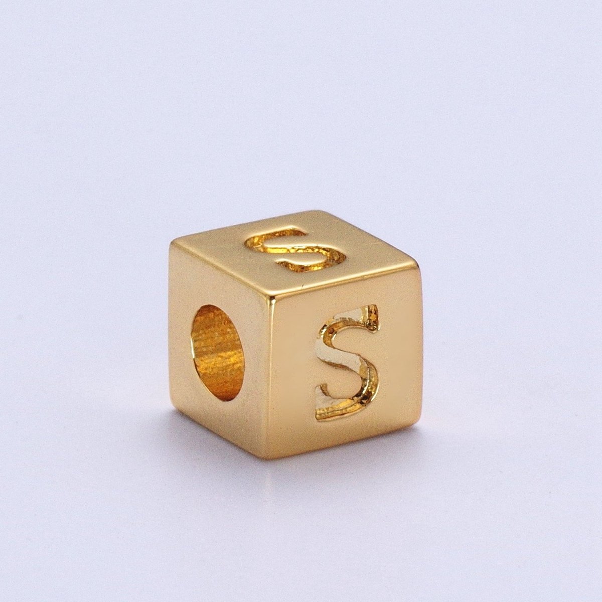 Gold Initial Letter Alphabet 6.2mm Block Beads Charm Connector For Jewelry Making Component Supply A-1487~A-1512 - DLUXCA