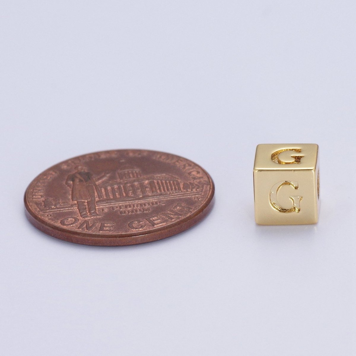 Gold Initial Letter Alphabet 6.2mm Block Beads Charm Connector For Jewelry Making Component Supply A-1487~A-1512 - DLUXCA