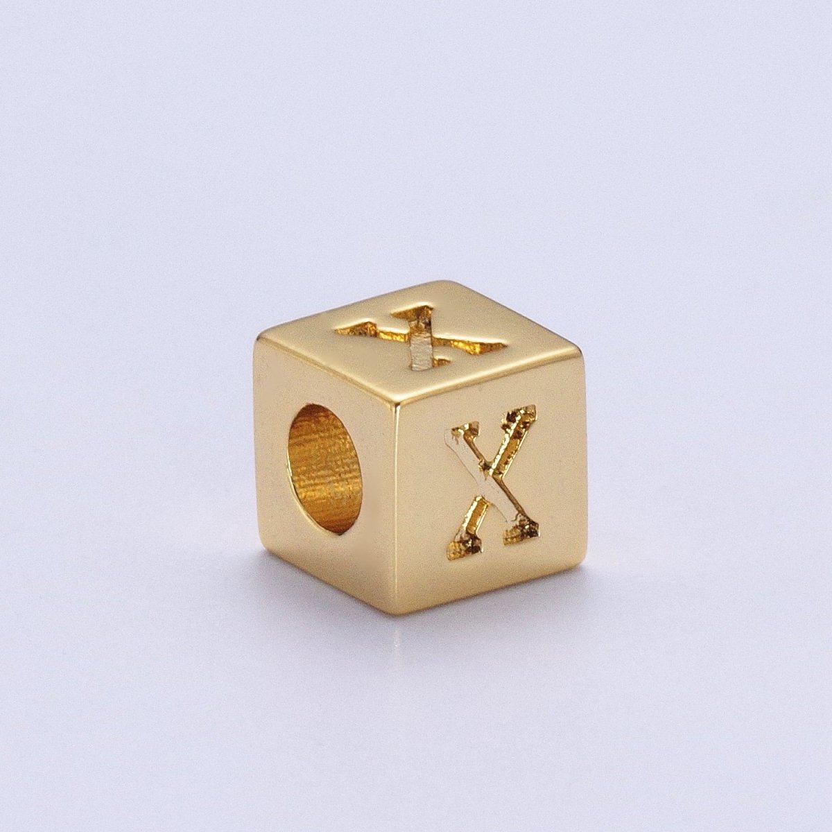 Gold Initial Letter Alphabet 6.2mm Block Beads Charm Connector For Jewelry Making Component Supply A-1487~A-1512 - DLUXCA
