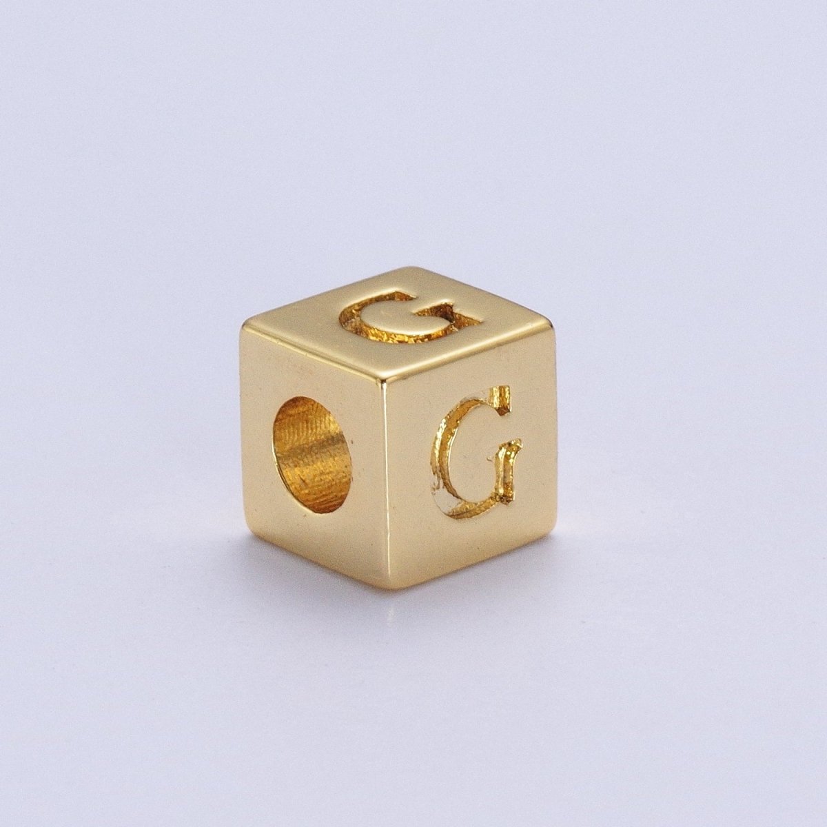Gold Initial Letter Alphabet 6.2mm Block Beads Charm Connector For Jewelry Making Component Supply A-1487~A-1512 - DLUXCA