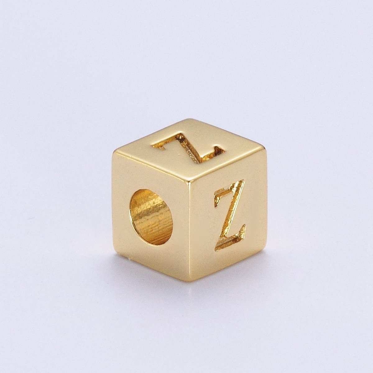 Gold Initial Letter Alphabet 6.2mm Block Beads Charm Connector For Jewelry Making Component Supply A-1487~A-1512 - DLUXCA