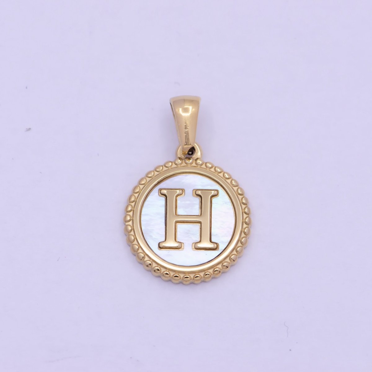 Gold Initial Letter Necklace Pendant Alphabet Charm Shell Pearl Letter Minimalist Jewelry Supply Coin Pendant for Necklace Bracelet W-367 to W-392 - DLUXCA