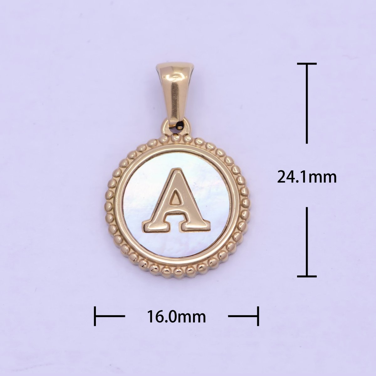 Gold Initial Letter Necklace Pendant Alphabet Charm Shell Pearl Letter Minimalist Jewelry Supply Coin Pendant for Necklace Bracelet W-367 to W-392 - DLUXCA