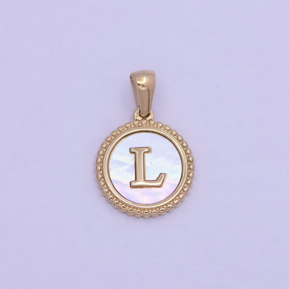 Gold Initial Letter Necklace Pendant Alphabet Charm Shell Pearl Letter Minimalist Jewelry Supply Coin Pendant for Necklace Bracelet W-367 to W-392 - DLUXCA