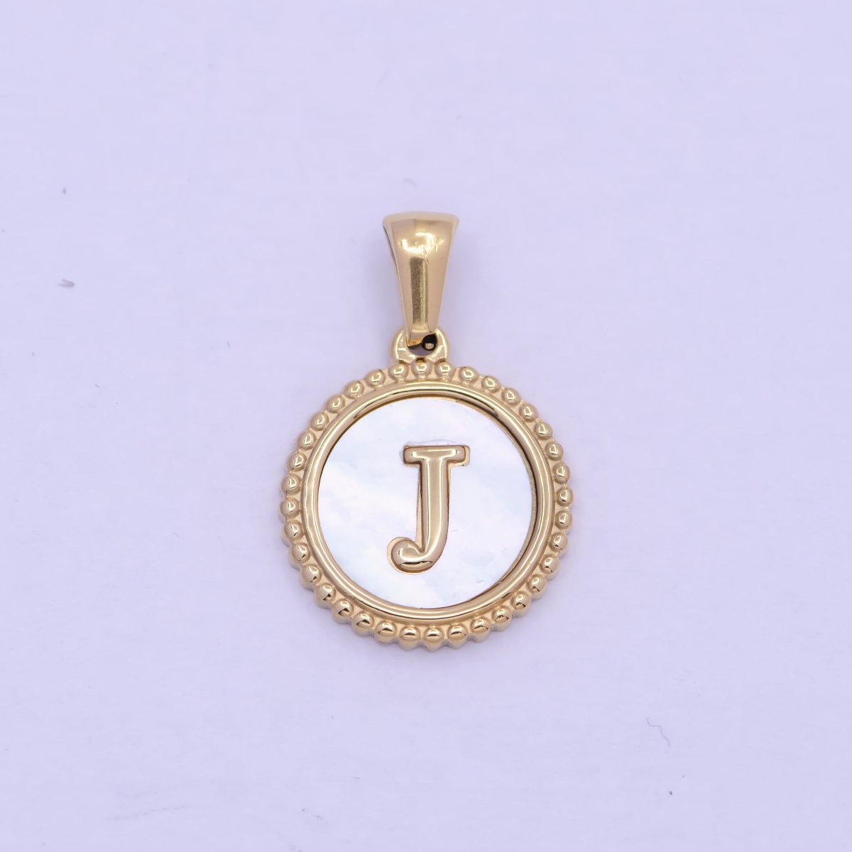 Gold Initial Letter Necklace Pendant Alphabet Charm Shell Pearl Letter Minimalist Jewelry Supply Coin Pendant for Necklace Bracelet W-367 to W-392 - DLUXCA