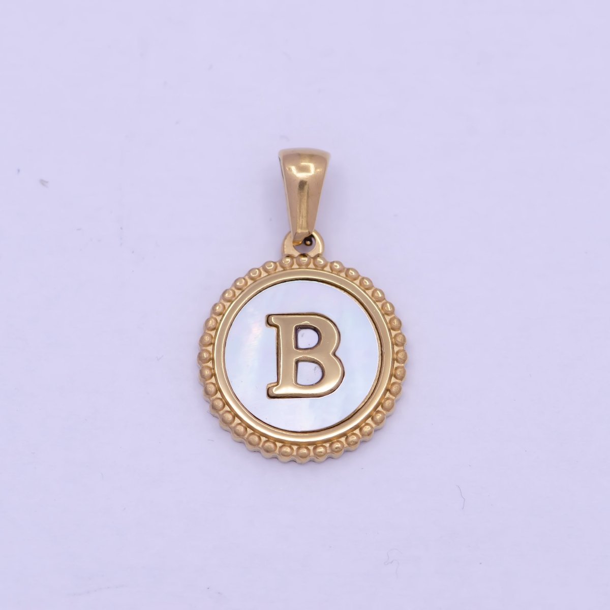 Gold Initial Letter Necklace Pendant Alphabet Charm Shell Pearl Letter Minimalist Jewelry Supply Coin Pendant for Necklace Bracelet W-367 to W-392 - DLUXCA