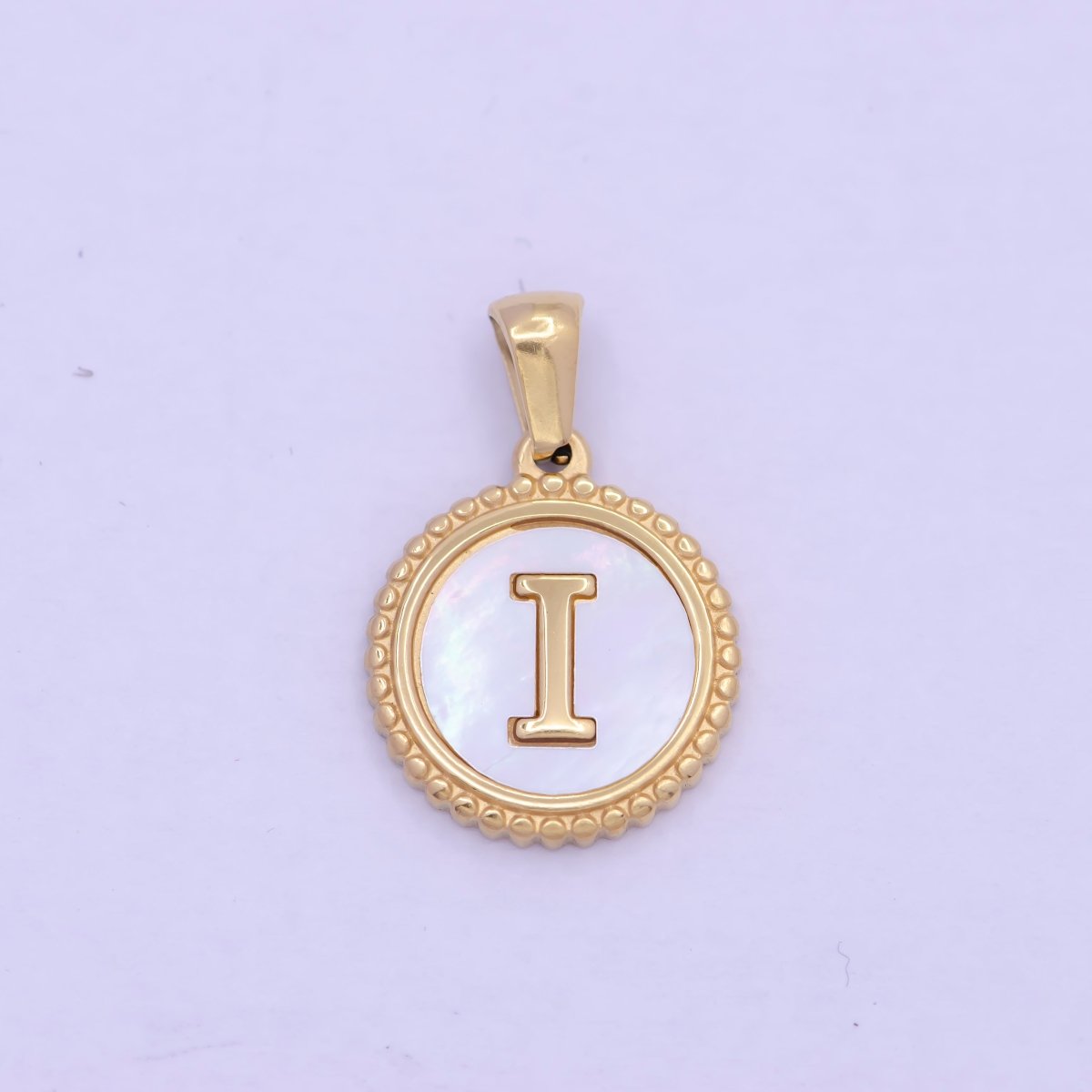 Gold Initial Letter Necklace Pendant Alphabet Charm Shell Pearl Letter Minimalist Jewelry Supply Coin Pendant for Necklace Bracelet W-367 to W-392 - DLUXCA