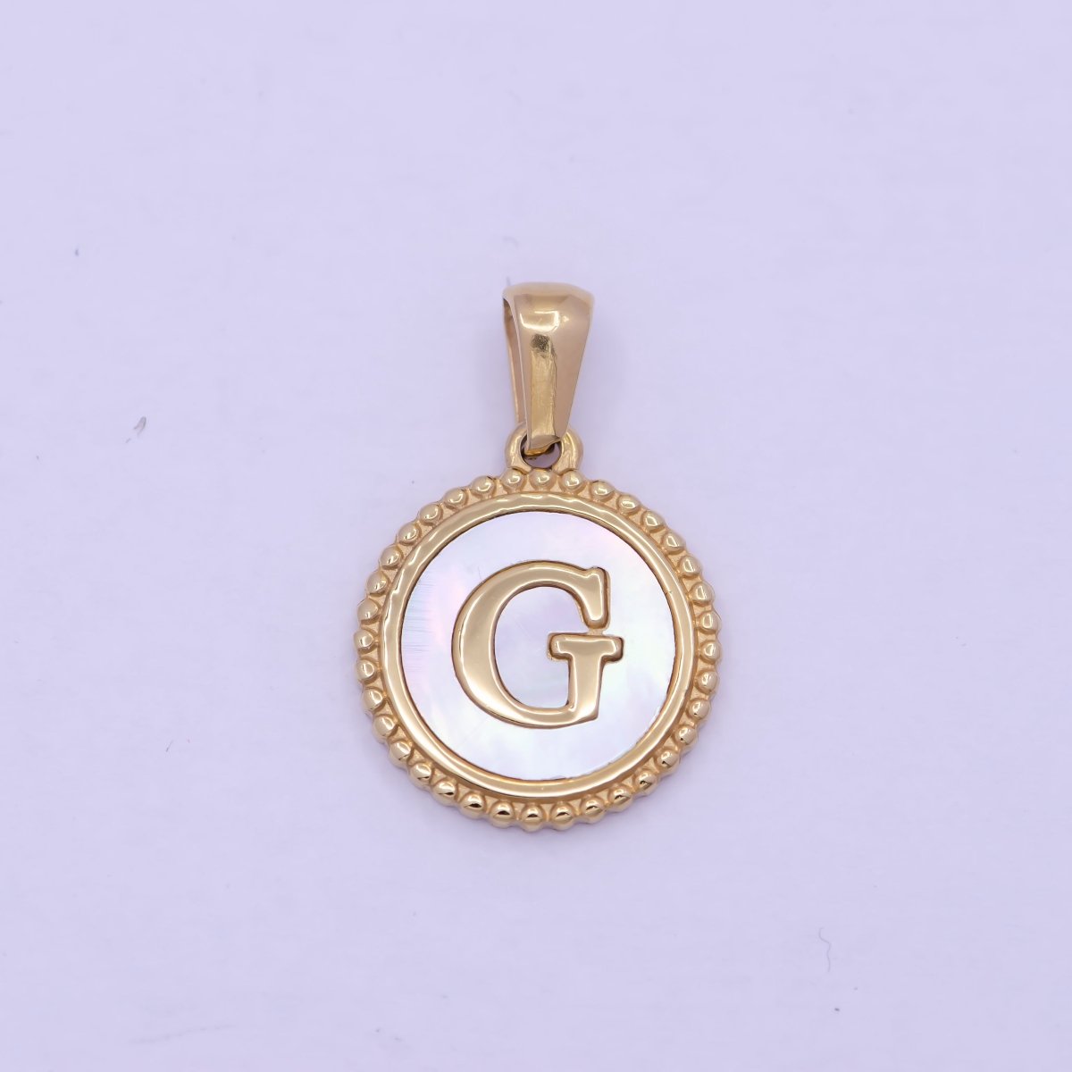 Gold Initial Letter Necklace Pendant Alphabet Charm Shell Pearl Letter Minimalist Jewelry Supply Coin Pendant for Necklace Bracelet W-367 to W-392 - DLUXCA