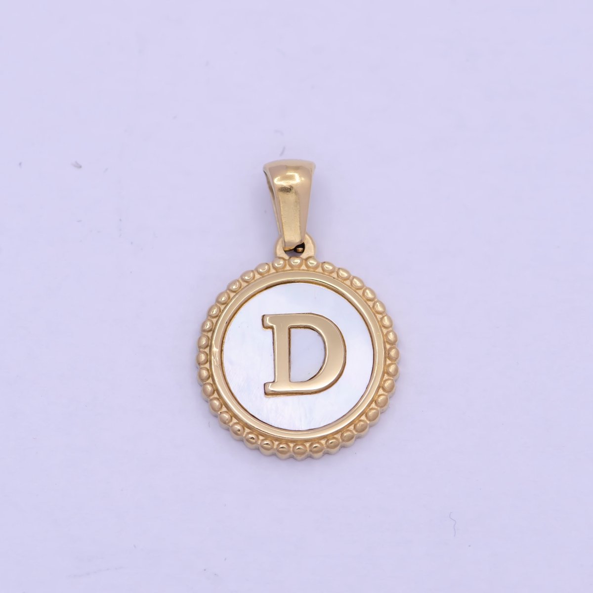 Gold Initial Letter Necklace Pendant Alphabet Charm Shell Pearl Letter Minimalist Jewelry Supply Coin Pendant for Necklace Bracelet W-367 to W-392 - DLUXCA