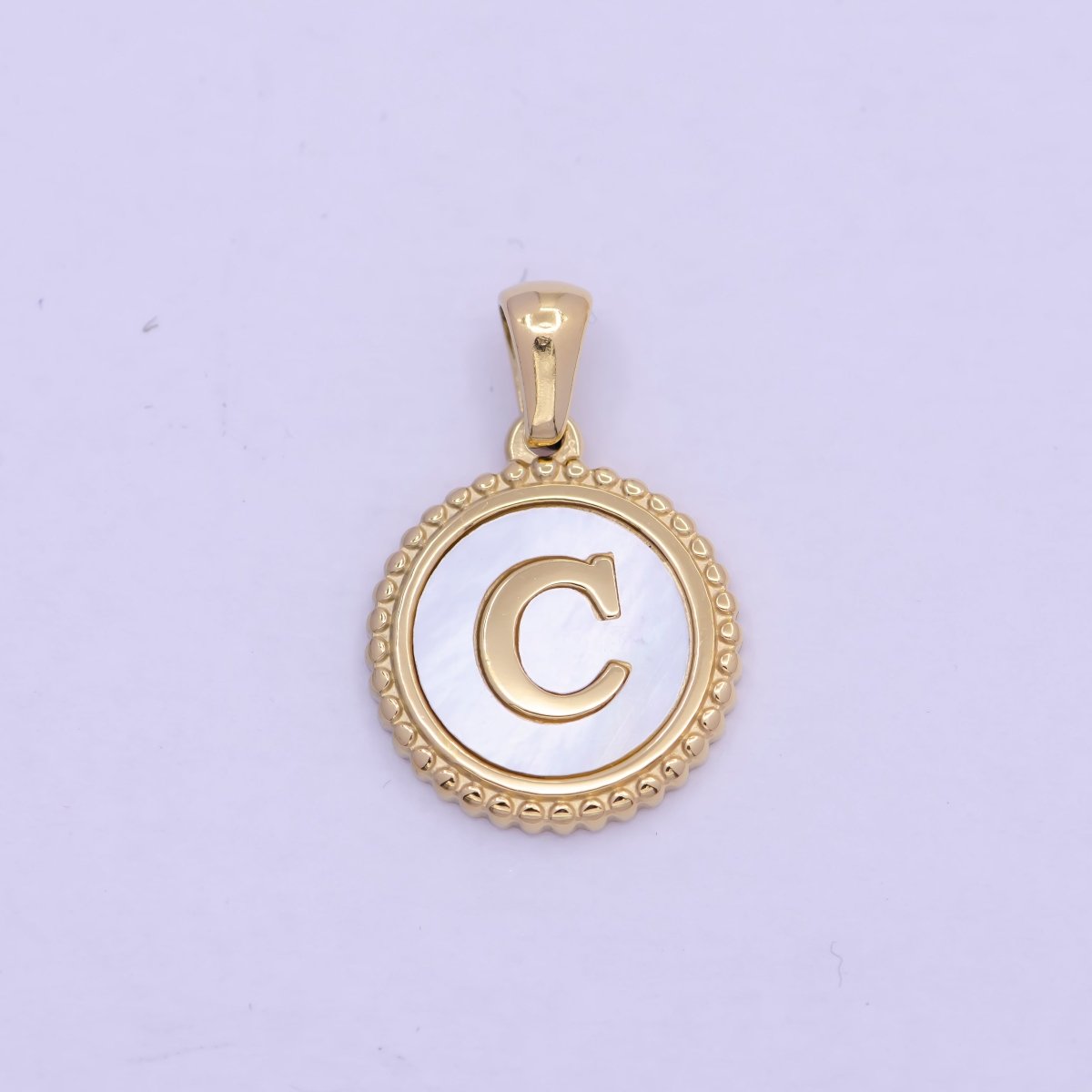 Gold Initial Letter Necklace Pendant Alphabet Charm Shell Pearl Letter Minimalist Jewelry Supply Coin Pendant for Necklace Bracelet W-367 to W-392 - DLUXCA