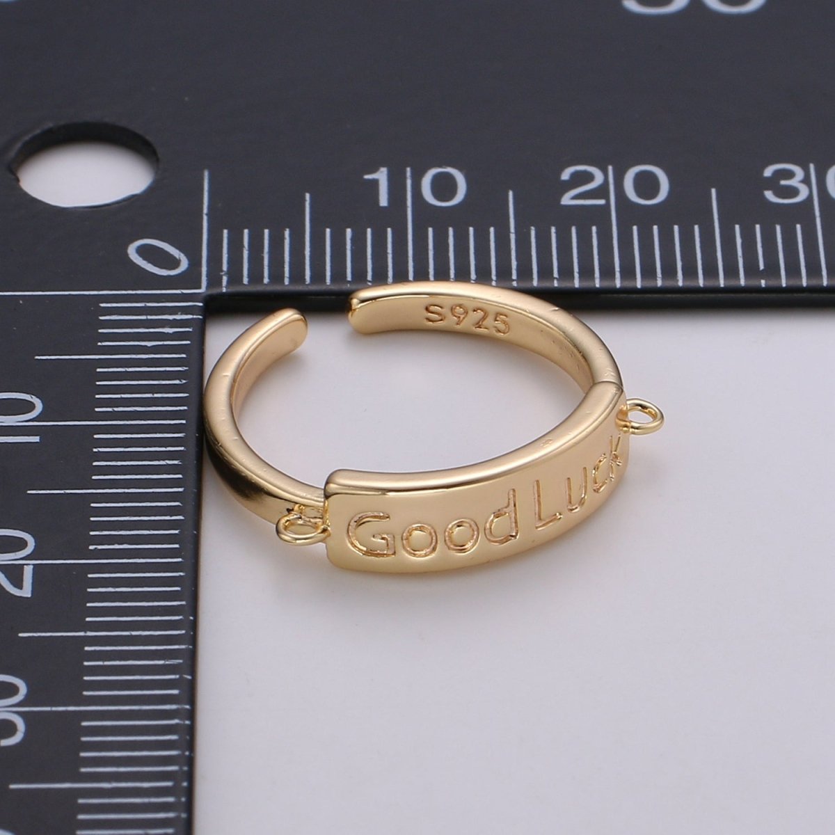 Gold Inspirational ring, GOOD LUCK ring, Word Open Adjustable Ring Valentine Gift graduation gift, lucky jewelry gift, gift for her R-176 - DLUXCA