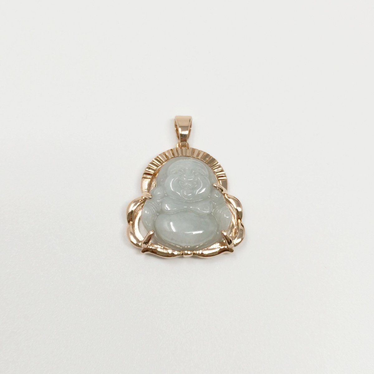 Gold Jade Buddha Light Green Buddha Jade Gold Filled Pendant O-212 - DLUXCA