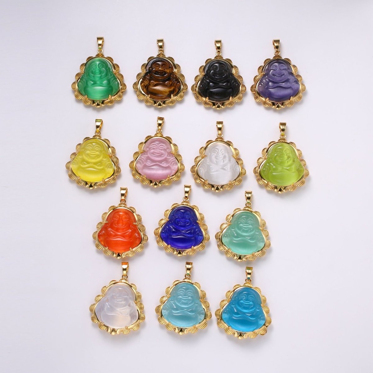 Gold Jade Buddha Pendant Colorful Buddha Jade Gold Filled Pendants O-175 ~ O-188 - DLUXCA