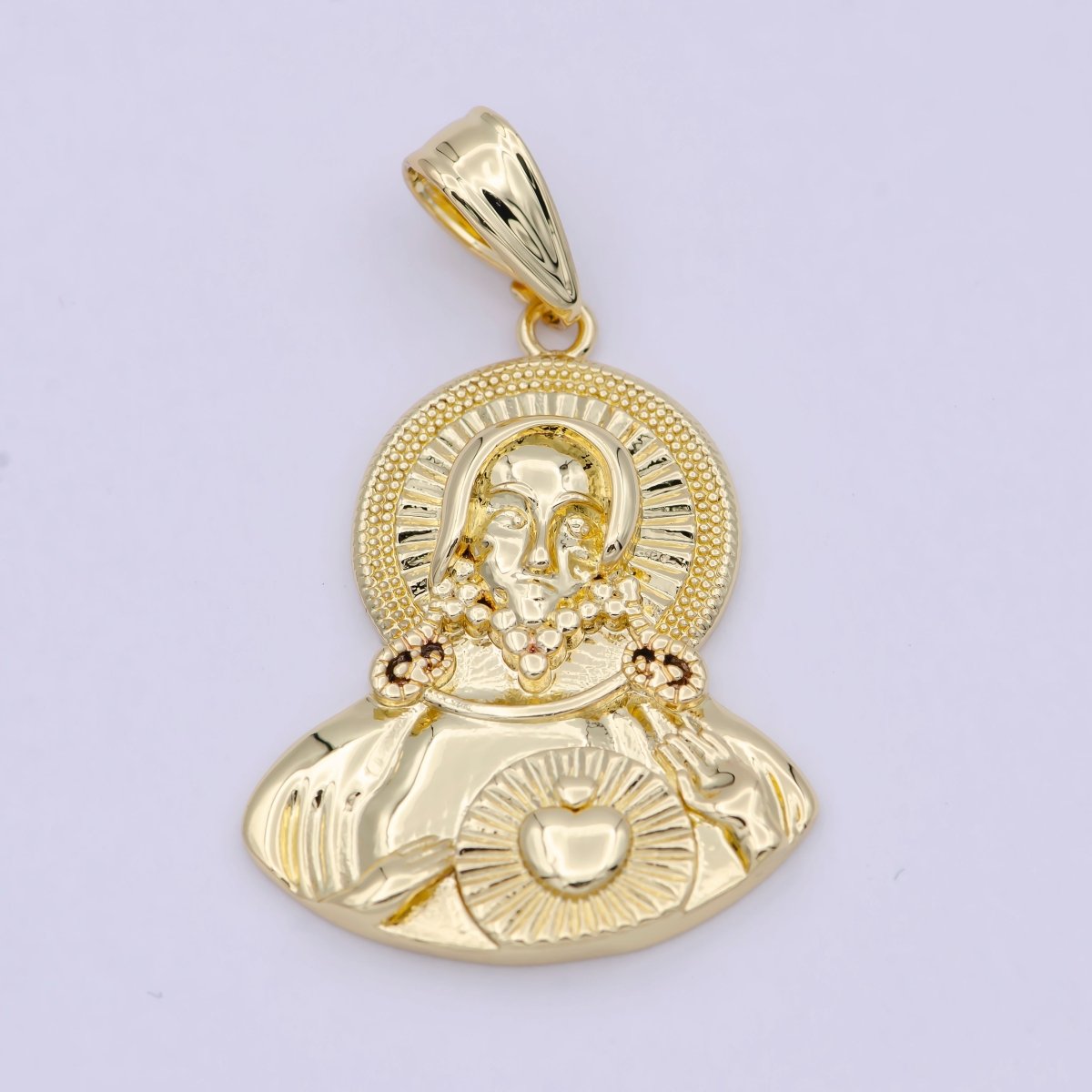 Gold Jesus Christ Sacred Heart Charm Necklace, Jesus Sacred Heart Pendant Necklace, Gift For Her I-122 - DLUXCA