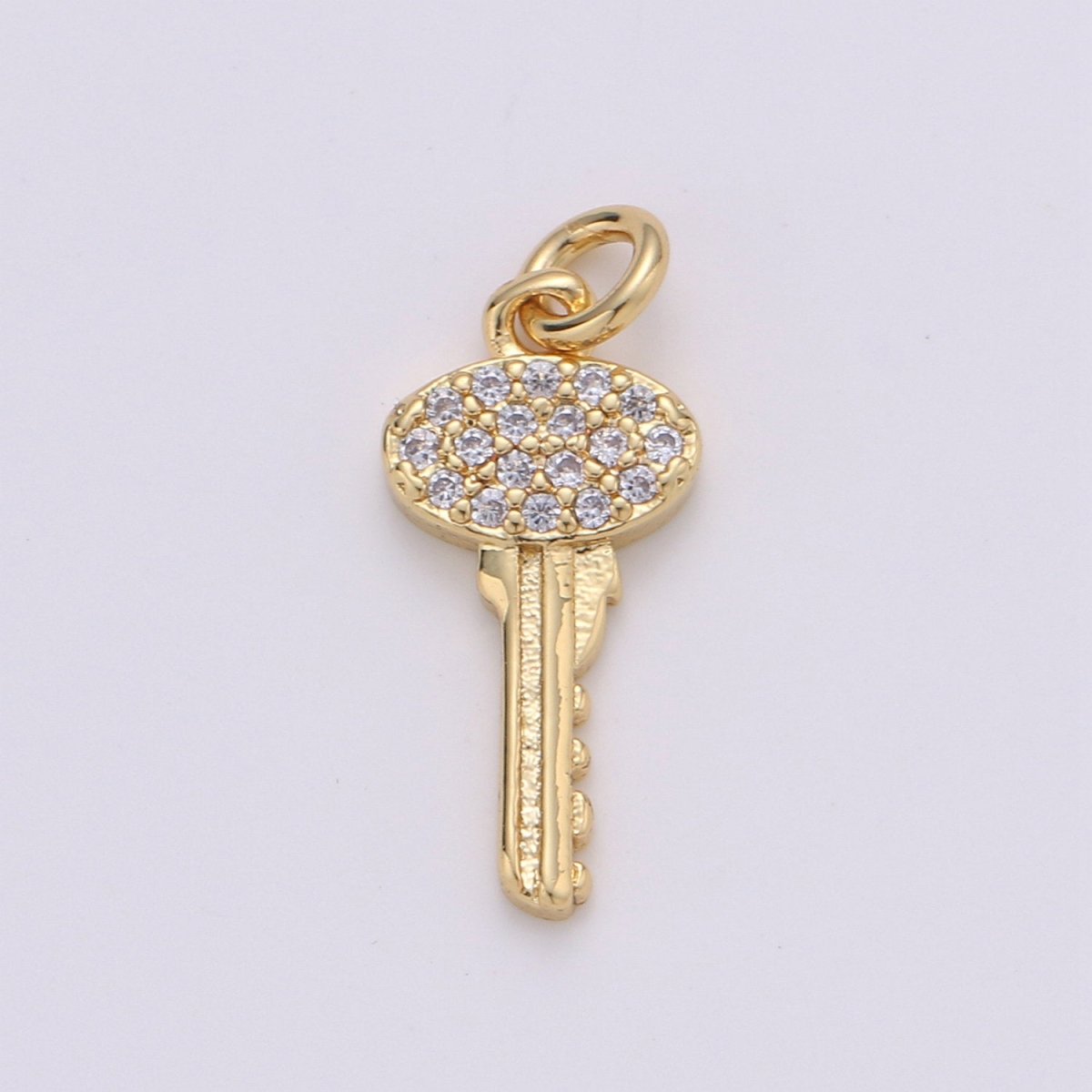 Gold Key Charm, Micro Pave CZ Charm, 14K Gold Filled Pendant Dainty Cubic Key Necklace Charm for Jewelry Making, D-046 - DLUXCA