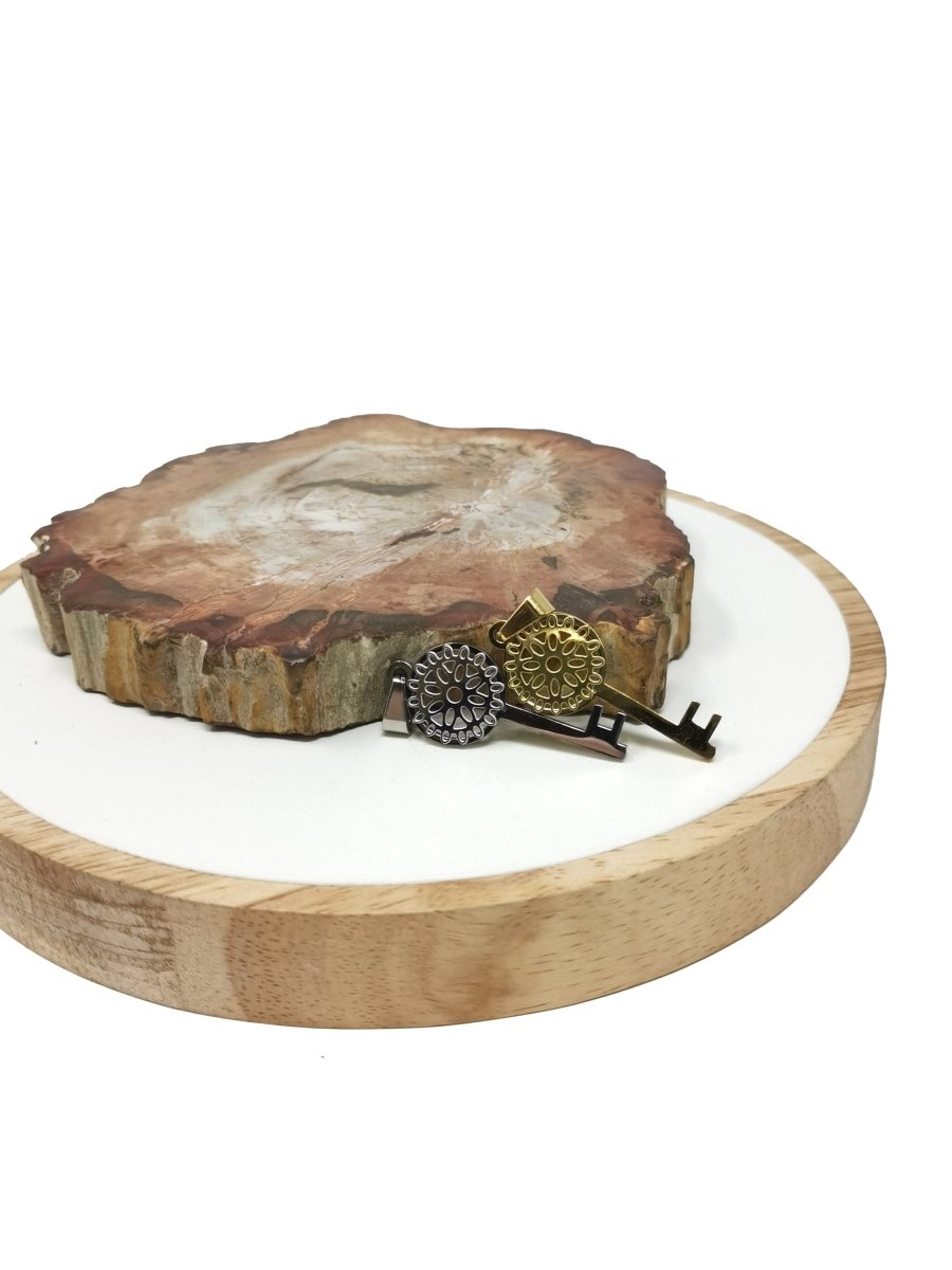 Gold Key Charm - Skeleton Key - Filigree Charm - Metal Charms - Silver Charms - Silver Key Charm for Necklace Earring Supply J-747 - DLUXCA