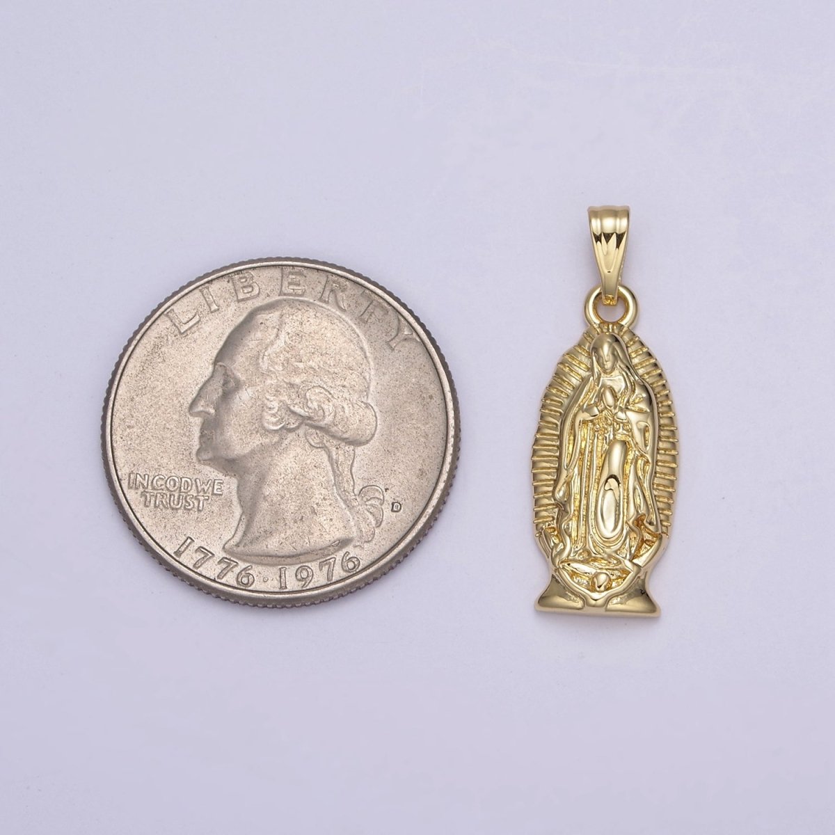 Gold Lady Guadalupe Charm Virgin Mary Pendant for Religious Jewelry Making N-542 - DLUXCA