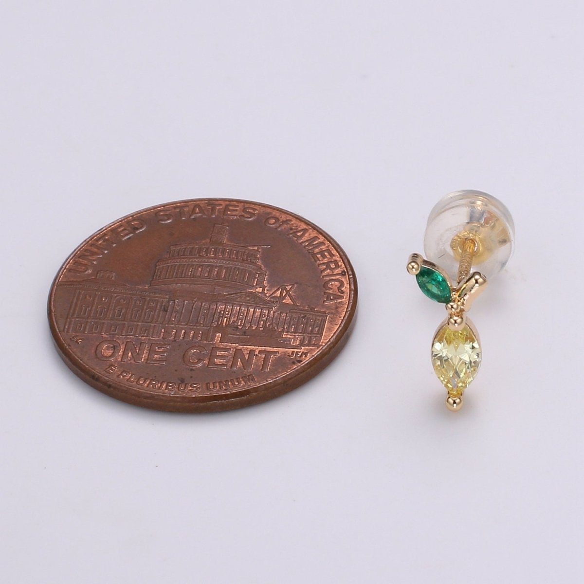 Gold Lemon Stud Earring, Crystal Lemon Studs, Lemon Fruit Earring, Minimalist Earring, Dainty Earrings for Girls, Gift P-018 - DLUXCA