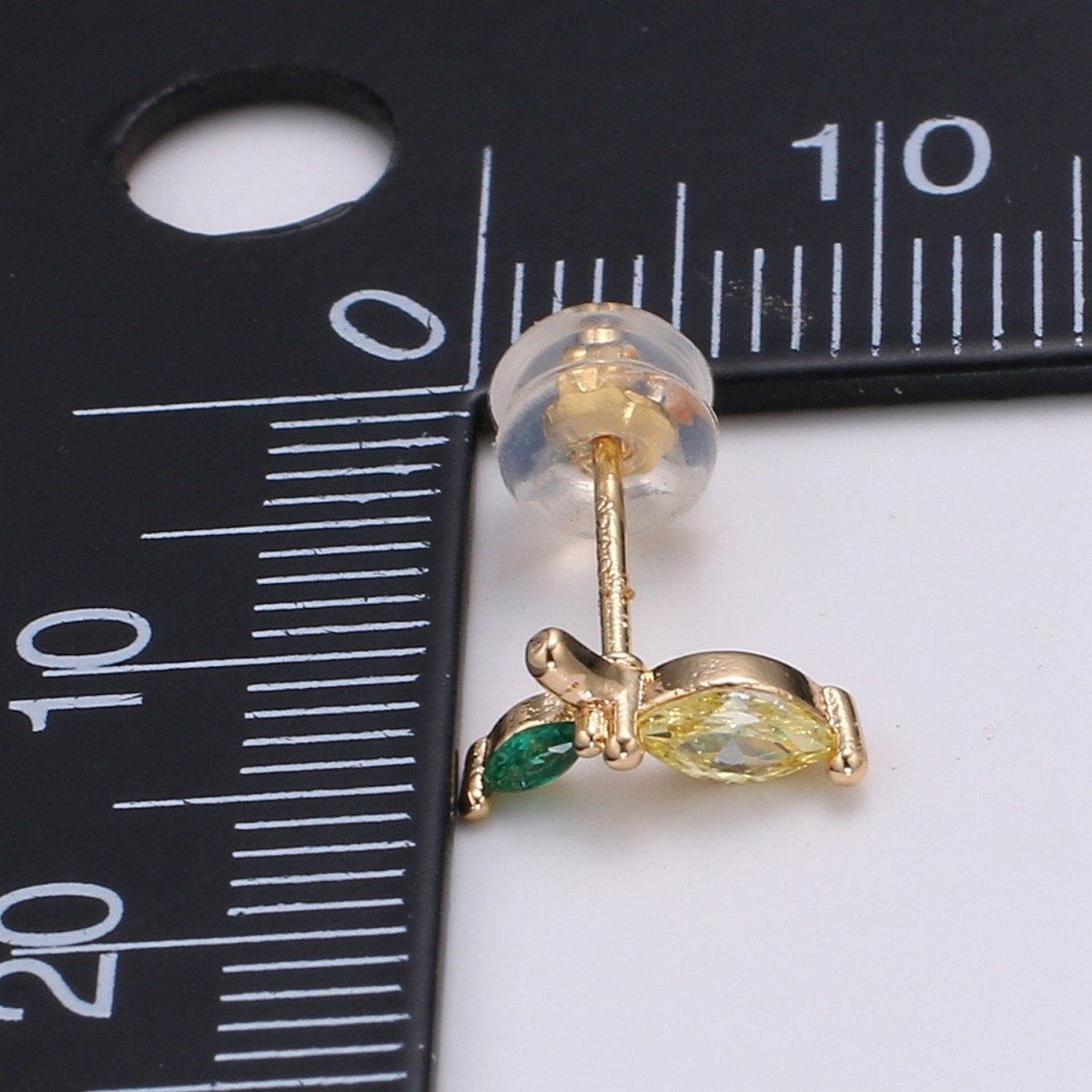 Gold Lemon Stud Earring, Crystal Lemon Studs, Lemon Fruit Earring, Minimalist Earring, Dainty Earrings for Girls, Gift P-018 - DLUXCA