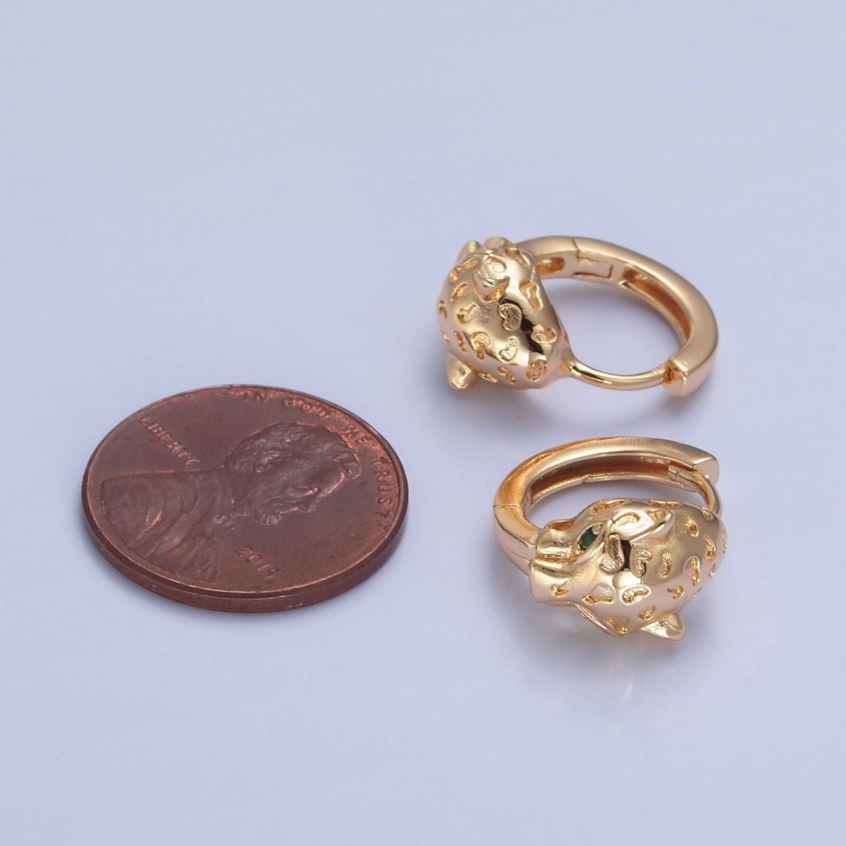 Gold Leopard Hoop Earring T-495 - DLUXCA