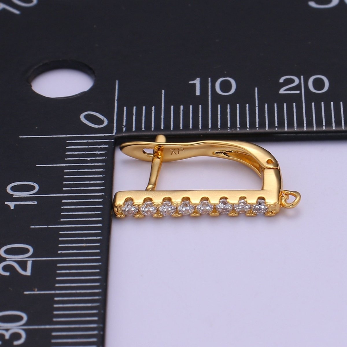 Gold Lever Back Earring Findings Cz Huggie Earring with open link for Earring component supply jewelry making L-224 - DLUXCA