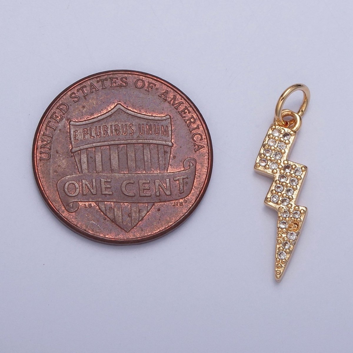 Gold Lightning Bolt Thunder Micro Paved Cubic Zirconia Charm For Weather Jewelry | X-257 - DLUXCA
