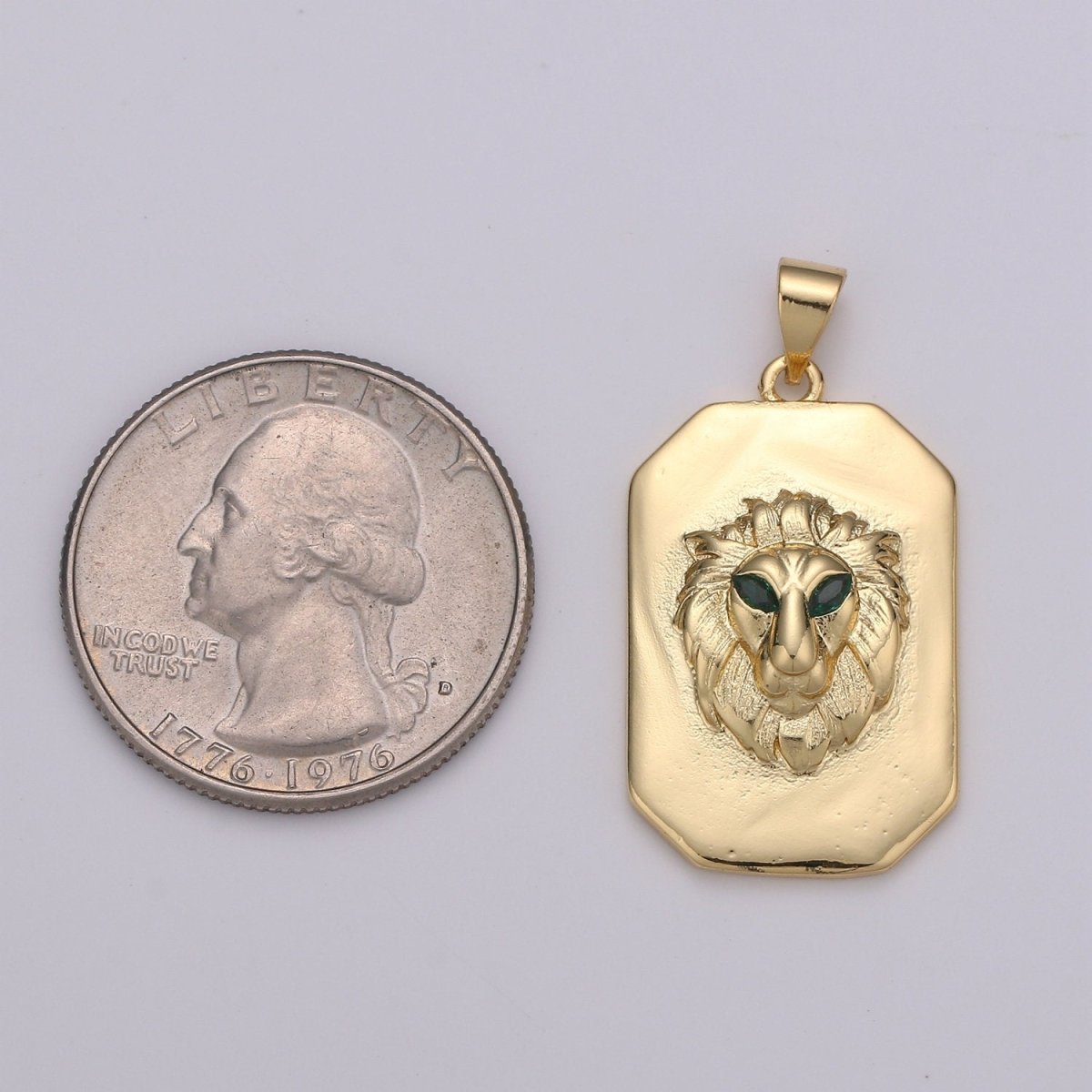 Gold Lion Charm Miliatry Tag Medallion, Gold Lion Pendant, Lion King Jewelry, Animal Necklace Charm for Men Jewelry Supply Making J-026 - DLUXCA