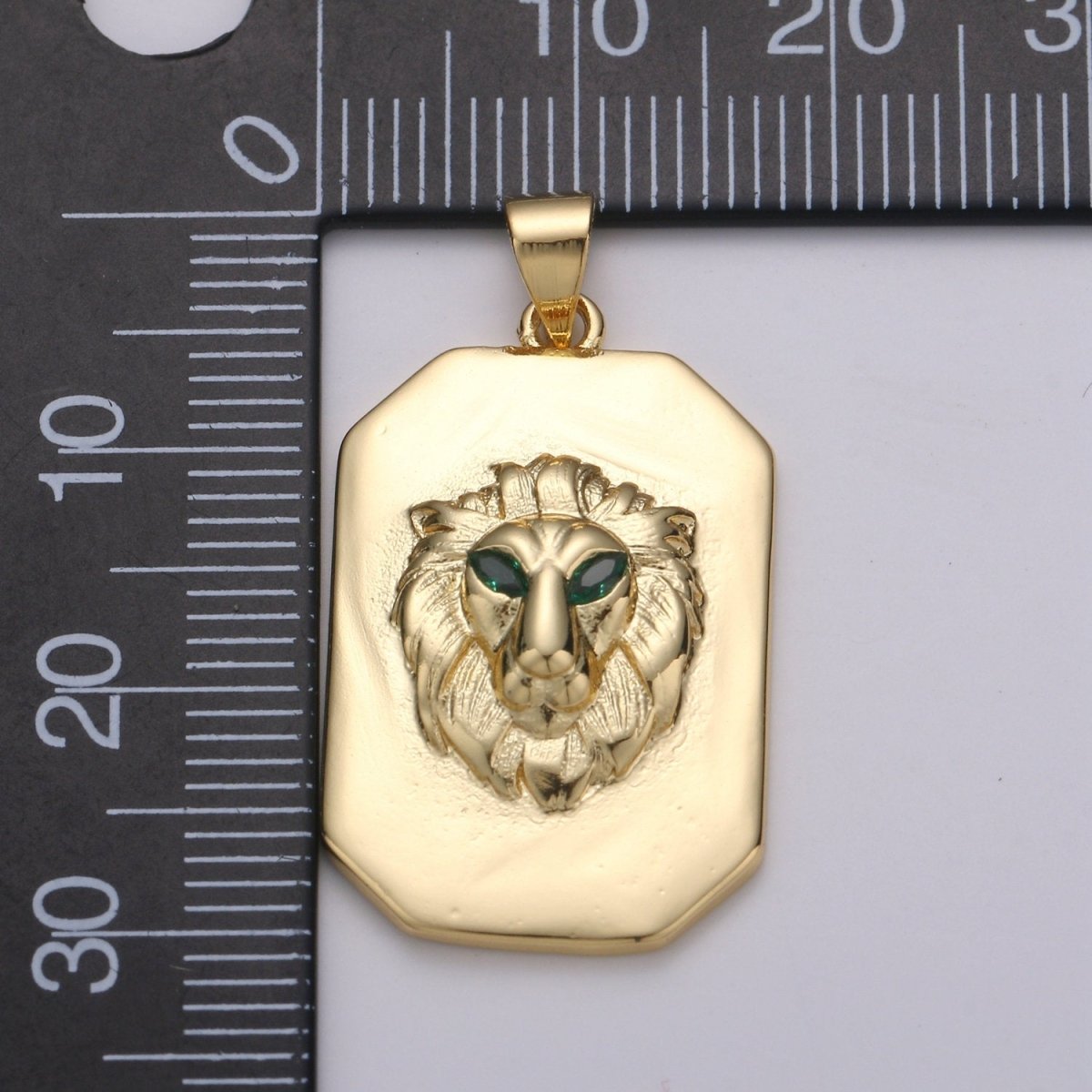 Gold Lion Charm Miliatry Tag Medallion, Gold Lion Pendant, Lion King Jewelry, Animal Necklace Charm for Men Jewelry Supply Making J-026 - DLUXCA