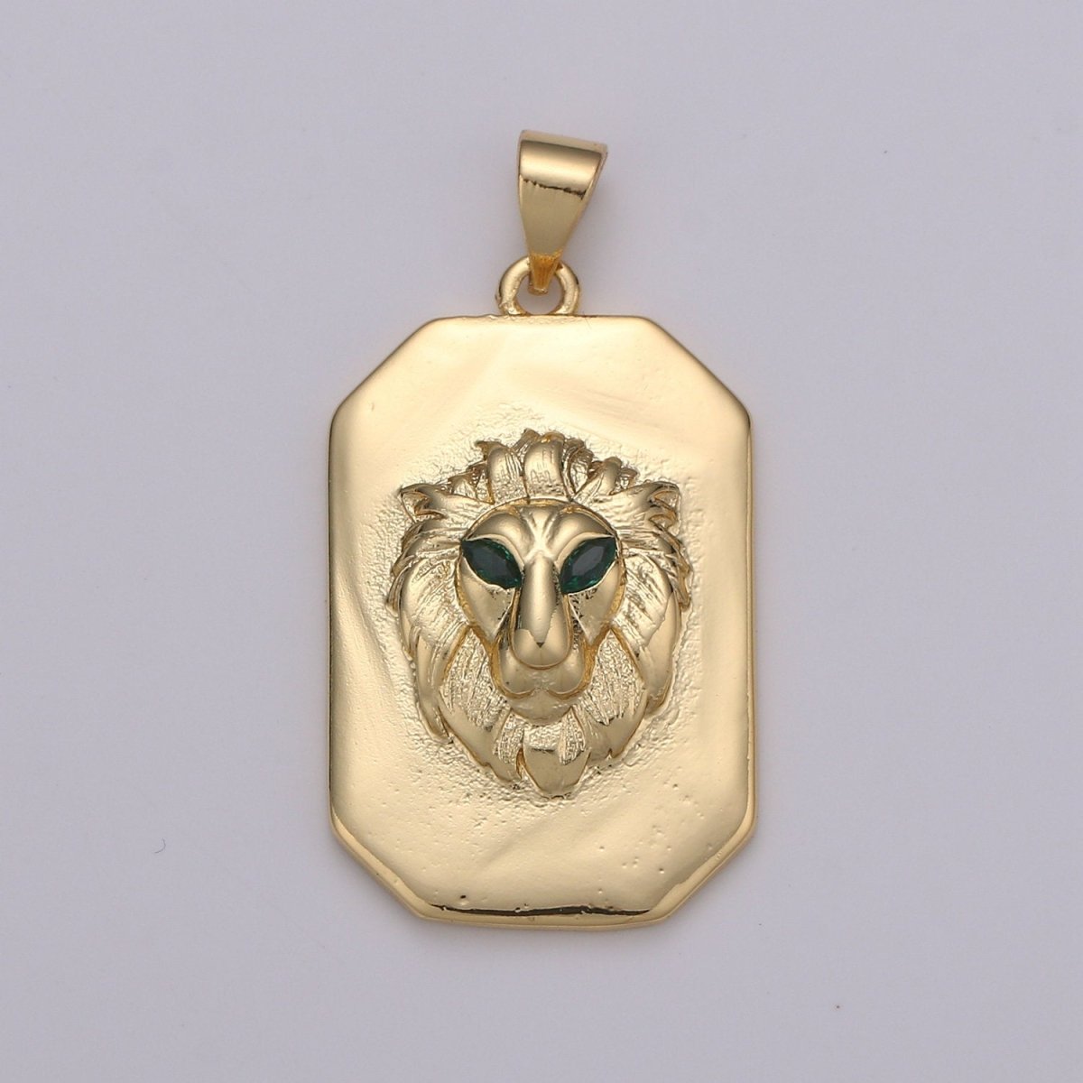 Gold Lion Charm Miliatry Tag Medallion, Gold Lion Pendant, Lion King Jewelry, Animal Necklace Charm for Men Jewelry Supply Making J-026 - DLUXCA