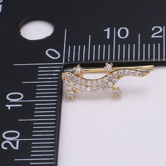 Gold Lizard Ear Climbers- Animal Earrings, Gold Ear Crawlers, Ear Climbers, Micro Pave Earrings, Gecko Ear Crawler Earrings P-006 - DLUXCA