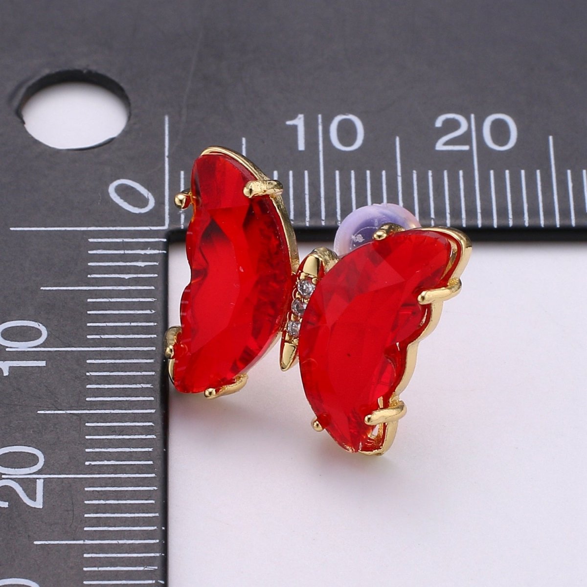 Gold Mariposa Stud Earring Minimalist butterfly earrings Lead and nickels free Acrylics mariposa Stud Earring Clear Colorful Jewelry Q-328 - Q-335 - DLUXCA