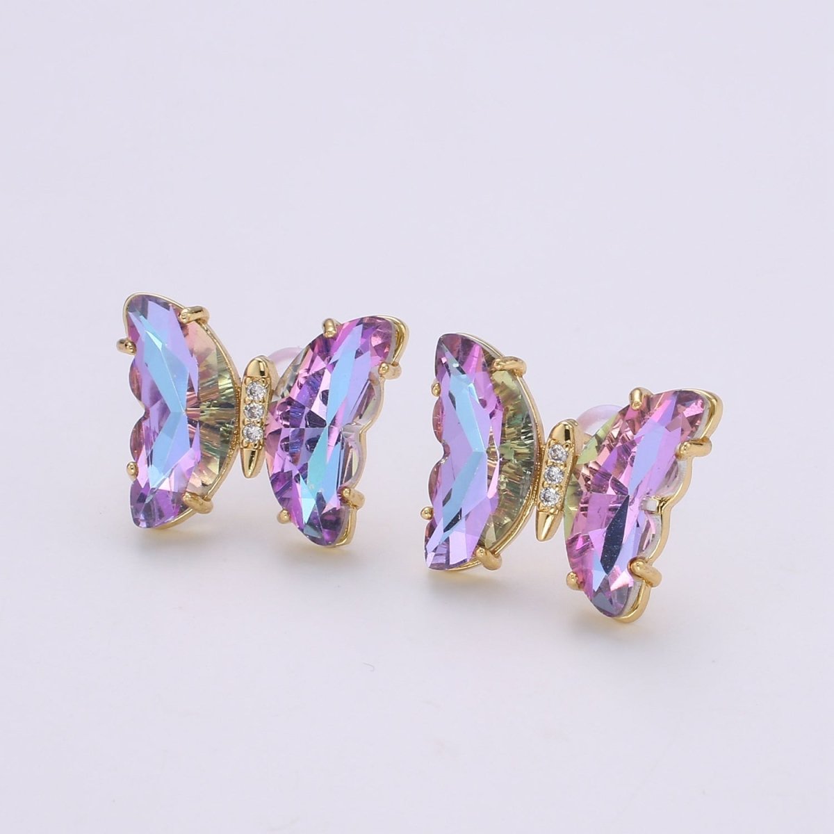 Gold Mariposa Stud Earring Minimalist butterfly earrings Lead and nickels free Acrylics mariposa Stud Earring Clear Colorful Jewelry Q-328 - Q-335 - DLUXCA
