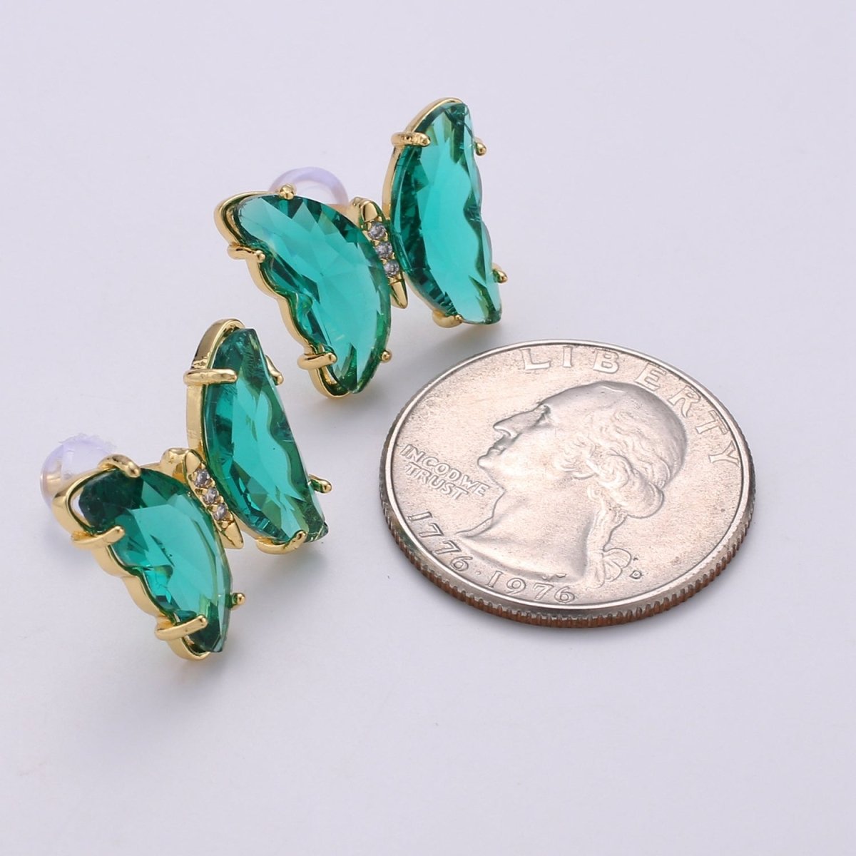 Gold Mariposa Stud Earring Minimalist butterfly earrings Lead and nickels free Acrylics mariposa Stud Earring Clear Colorful Jewelry Q-328 - Q-335 - DLUXCA