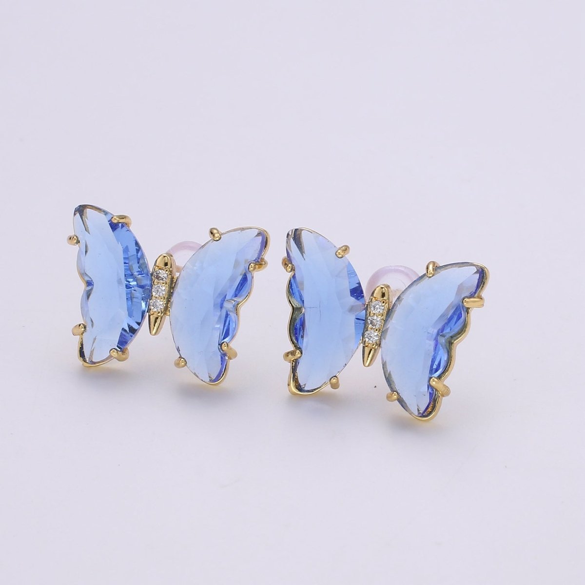 Gold Mariposa Stud Earring Minimalist butterfly earrings Lead and nickels free Acrylics mariposa Stud Earring Clear Colorful Jewelry Q-328 - Q-335 - DLUXCA