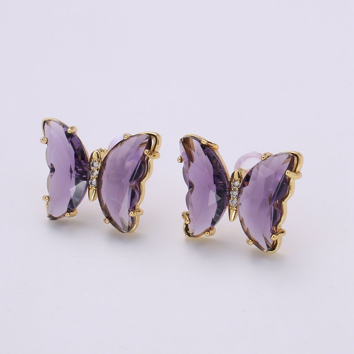 Gold Mariposa Stud Earring Minimalist butterfly earrings Lead and nickels free Acrylics mariposa Stud Earring Clear Colorful Jewelry Q-328 - Q-335 - DLUXCA