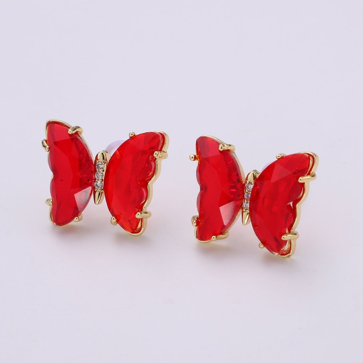 Gold Mariposa Stud Earring Minimalist butterfly earrings Lead and nickels free Acrylics mariposa Stud Earring Clear Colorful Jewelry Q-328 - Q-335 - DLUXCA