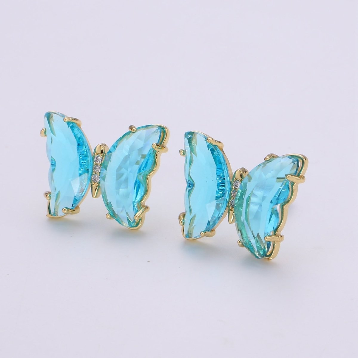 Gold Mariposa Stud Earring Minimalist butterfly earrings Lead and nickels free Acrylics mariposa Stud Earring Clear Colorful Jewelry Q-328 - Q-335 - DLUXCA