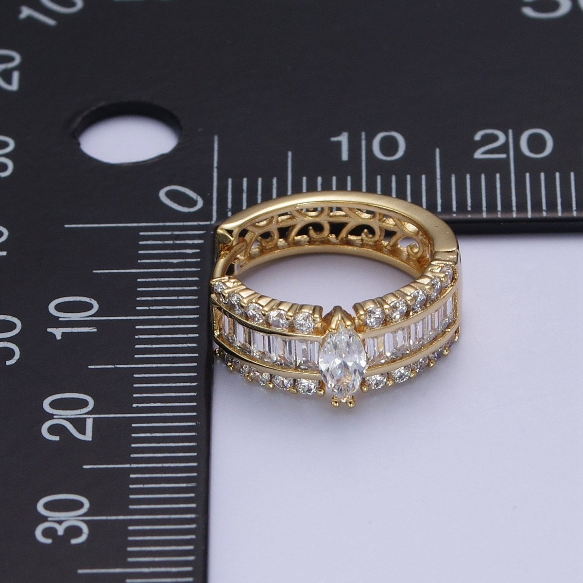 Gold Marquise Hoops Medium Huggie CZ Diamond Earrings • Dainty Hoops for your Earring Y-071 - DLUXCA