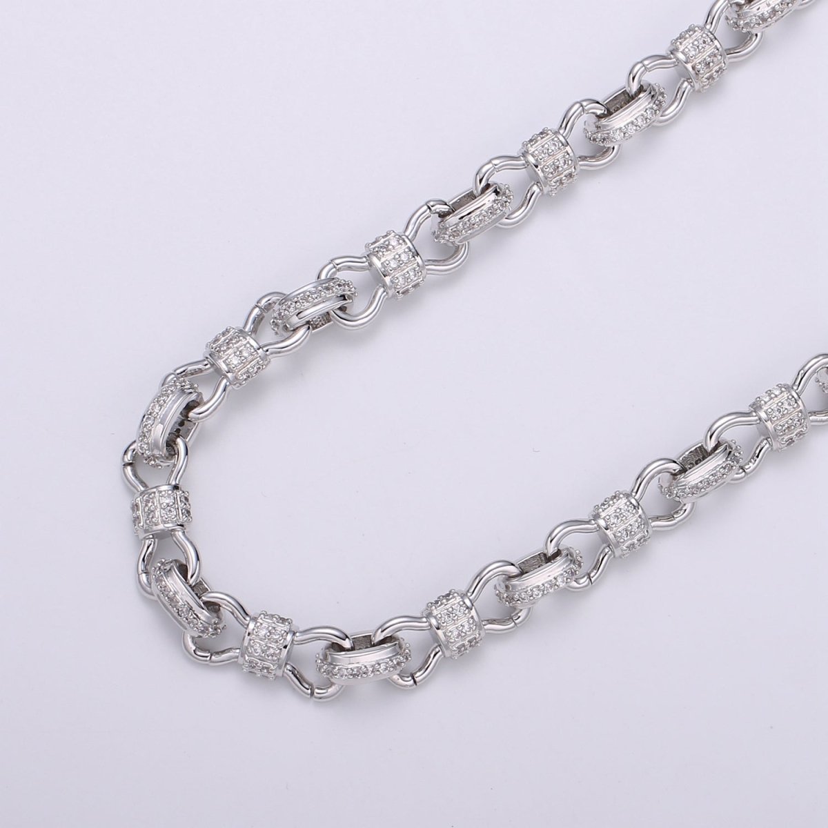 Gold Micro Pave Chain 24K Gold Filled CZ Oval Cable Chain by Meter for Statement Jewelry Making, Unfinished Chain | ROLL-449 (O-075), ROLL-450 (O-076) Clearance Pricing - DLUXCA