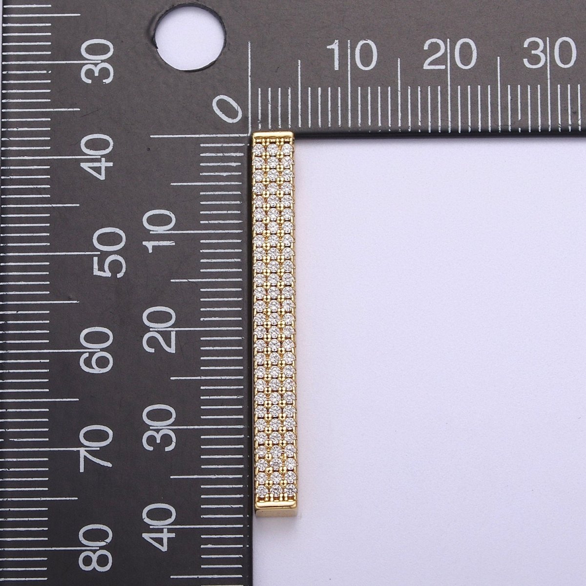 Gold Micro Pave CZ Bar Pendant for Minimalist Jewelry Supply N-613 N-614 - DLUXCA