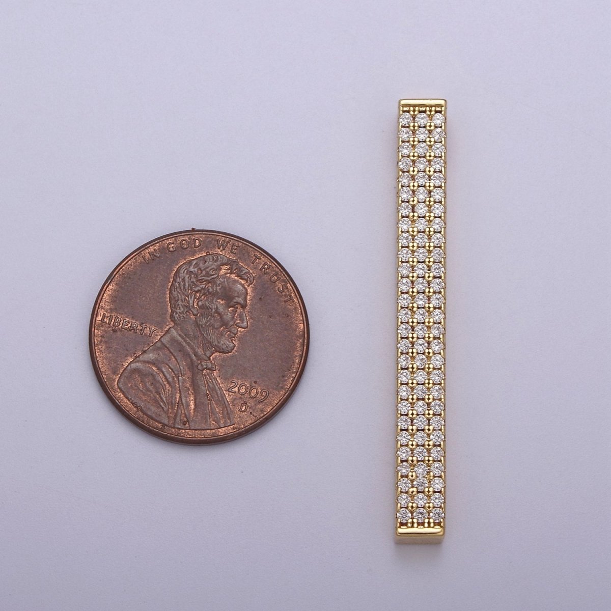 Gold Micro Pave CZ Bar Pendant for Minimalist Jewelry Supply N-613 N-614 - DLUXCA