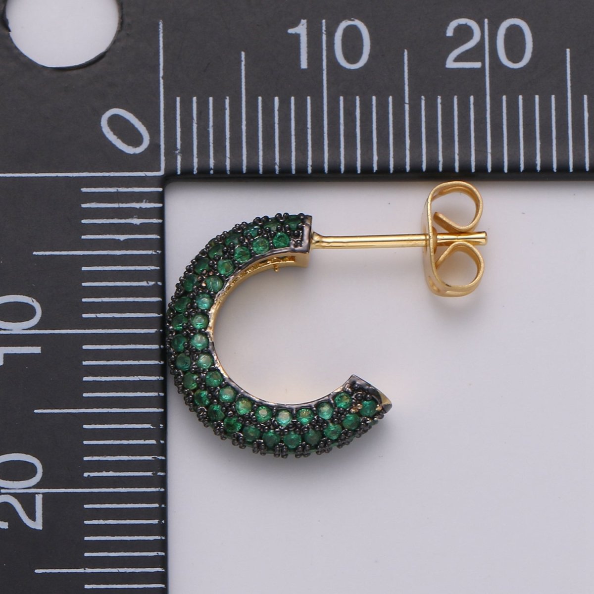 Gold Micro Pave Hoop Earrings Gold Chunky Earrings, CZ Color Hoop Earrings, Modern Style, Gold Minimalist Earrings Q-271 - Q-276 - DLUXCA