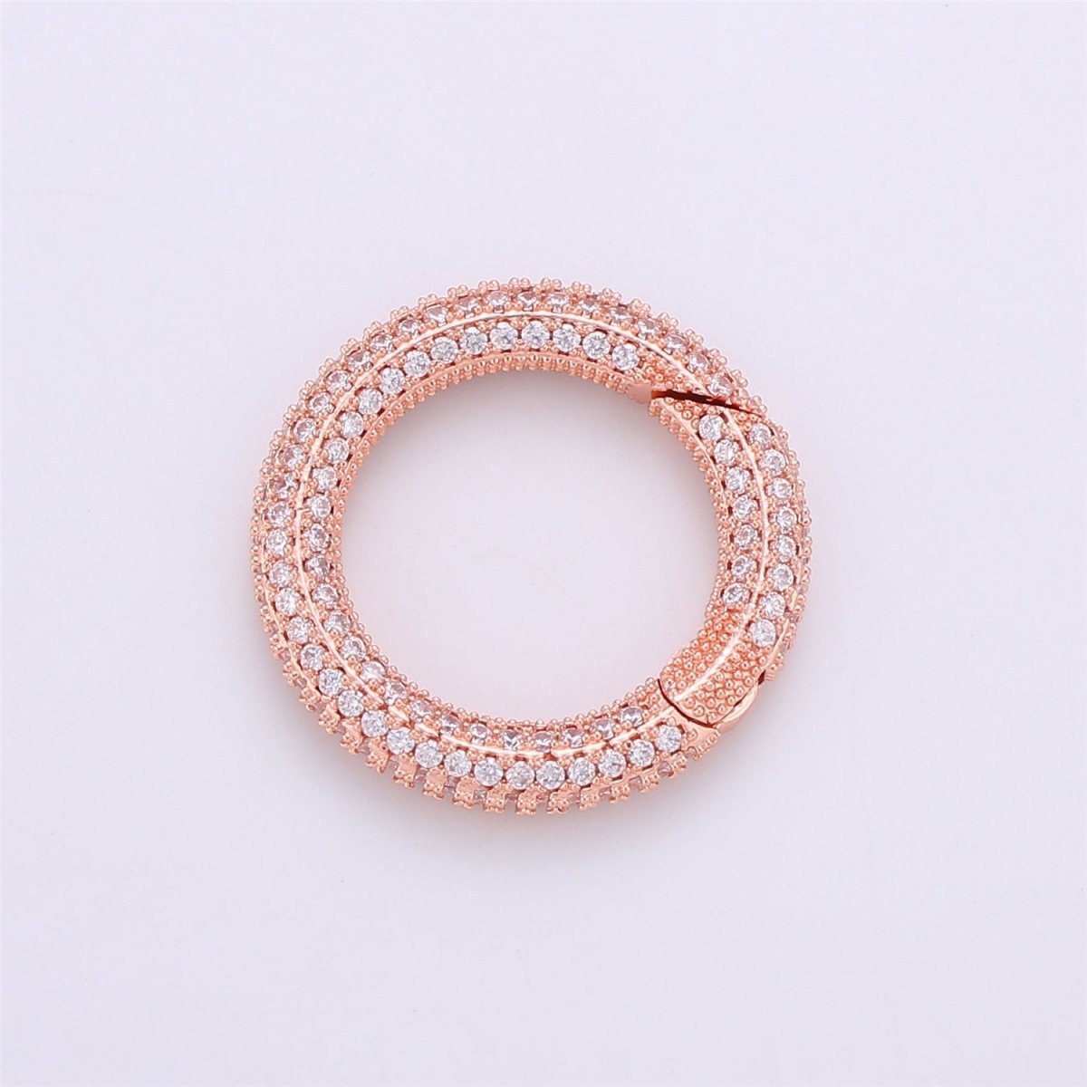 Gold Micro Pave Spring Buckle Metal Snap Clasp Spring gate ring, Trigger Round Ring,Snap Hook for Jewelry Key Chain Handbag Fashion Supply K-369 K-371 - DLUXCA