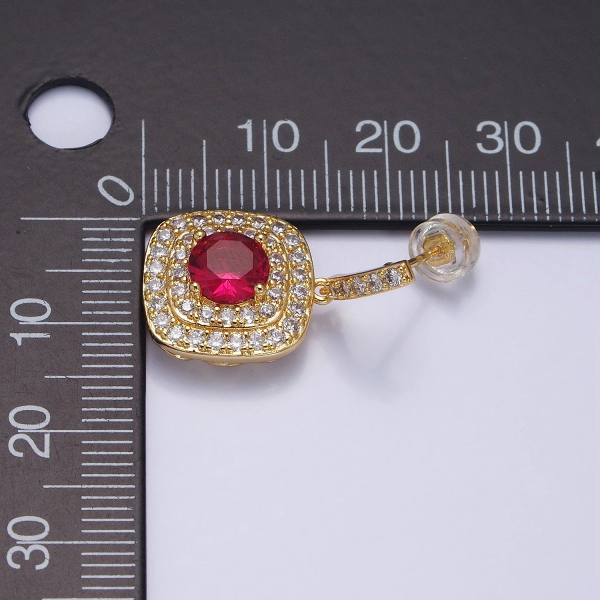 Gold Micro Pave Square Cocktail Earrings Multi Color CZ Statement Party Earrings Dangle Designer Earrings AD1197 - AD1208 - DLUXCA