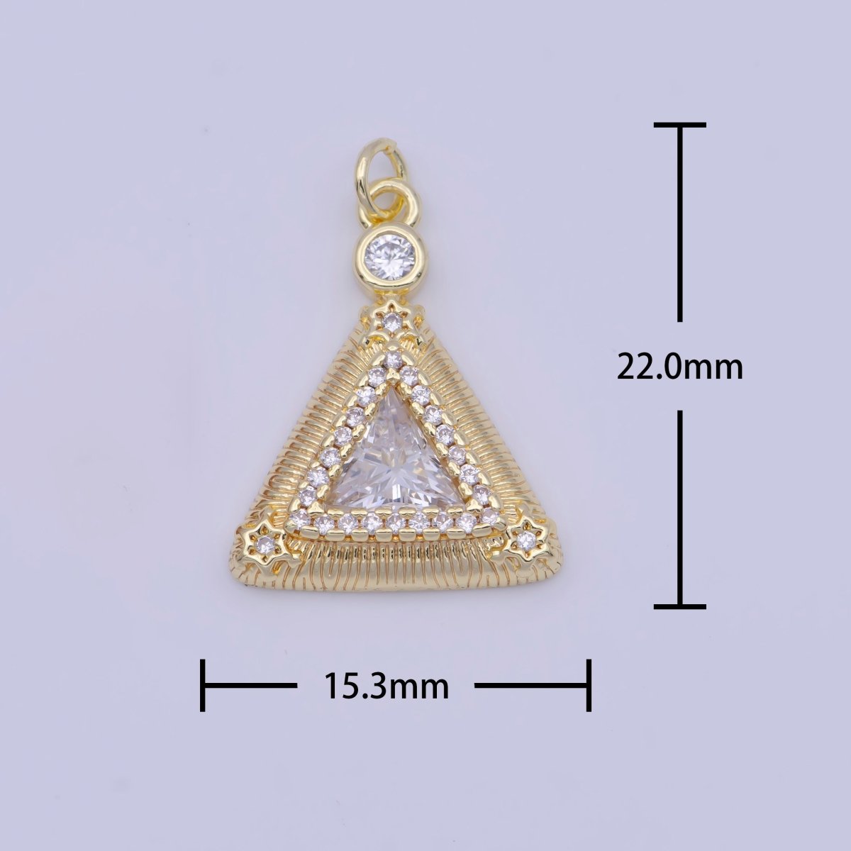 Gold Micro Paved CZ Textured Triangle Charm For Jewelry Making Component | X-715 - DLUXCA