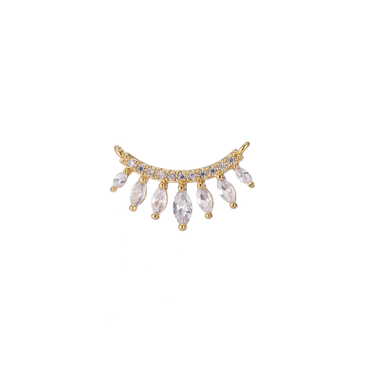 Gold Micro Paved Marquise Cubic Zirconia Link Connector F-750 - DLUXCA